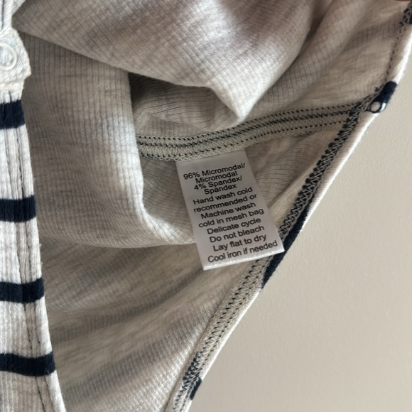 New ATM Striped Bodysuit Navy Gray Modal One Piece L - Picture 4 of 6